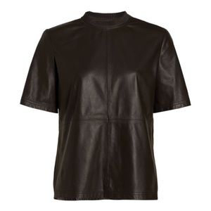 AMIRI Strong Shoulder Black Leather Tee NWT Size XS